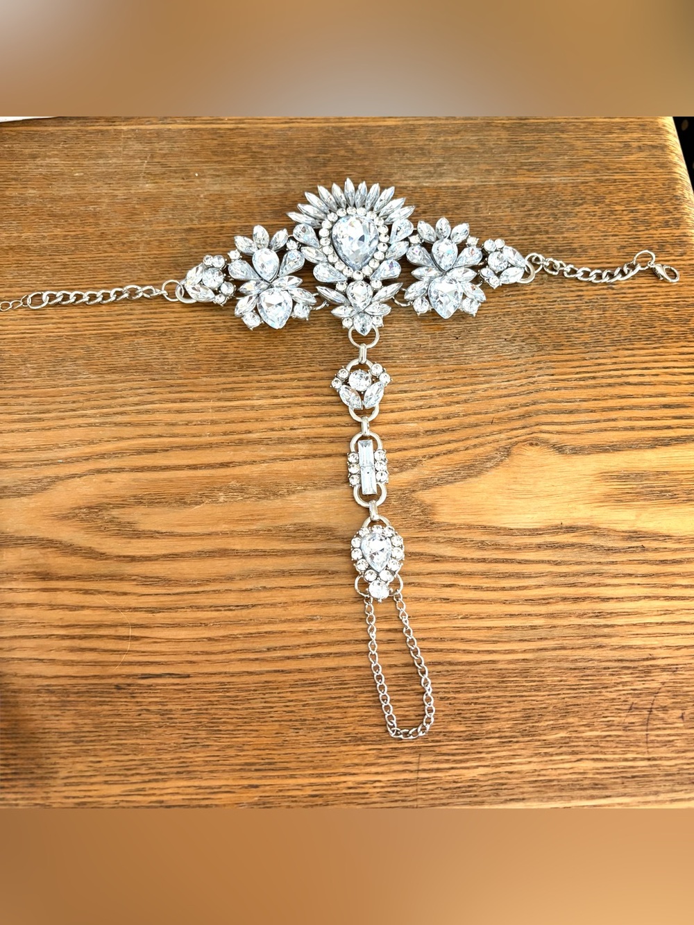 Crystal and Silver Rhinestone Foot Toe Chain Bracelet